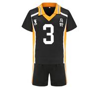 Jilijia Haikyuu T-shirt Karasuno High Volleyball Jersey Hinata Shoyo/Tobio Kageyama T-shirt à manches courtes + short Anime Game Suitset, Karasuno High No.3, S