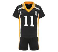 Jilijia Haikyuu T-shirt Karasuno High Volleyball Jersey Hinata Shoyo/Tobio Kageyama T-shirt à manches courtes + short Anime Game Suitset, Karasuno High No.11, S
