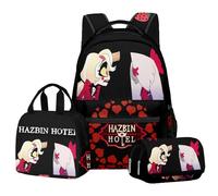 Jilijia Hazbin Lot de 3 sacs à dos pour hôtel, boîte à crayons, sac à bandoulière Alastor/poussière d'ange/Charlie Morningstar avec impression 3D pour ordinateur portable, Type 6, 43 x 30 x 16 cm