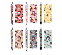 Jilijia Kamado Tanjiro Lot de 6 stylos à bille à encre noire 0,5 mm Motif personnages de dessin animé Unisexe Fournitures scolaires pour garçons et filles