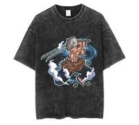 Jilijia Kamado Tanjiro T-shirt Anime Kimetsu no Yaiba à manches courtes vintage délavé Hashibira Inosuke Tomioka Giyuu Cosplay T-shirt de dessin animé pour hommes, femmes, adolescents, type 5, M
