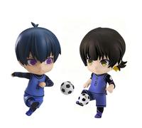 Jilijia Lot de 2 figurines d'anime Isagi Yoichi et Bachira Meguru Q Version Clayman Changement de visage Joints mobiles Modèle de personnage Décoration