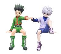 Jilijia Lot de 2 figurines de manga GON-FREECSS & Killua Zaoldyeck Nouilles Stopper Statue en PVC Position assise Modèle statique Décoration de bureau Cadeau