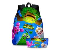 Jilijia Lot de 2 sacs à dos My Singing Monsters avec trousse à crayons, sac à dos pour enfants, garçons, filles, adolescents, fans, Type 3, 40*30*17cm, Ensemble cartable