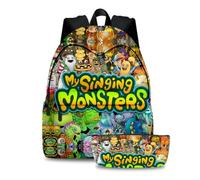 Jilijia Lot de 2 sacs à dos My Singing Monsters avec trousse à crayons, sac à dos pour enfants, garçons, filles, adolescents, fans, Type 13, 40*30*17cm, Ensemble cartable