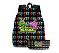 Jilijia Lot de 2 sacs à dos My Singing Monsters avec trousse à crayons, sac à dos pour enfants, garçons, filles, adolescents, fans, Type 4, 40*30*17cm, Ensemble cartable