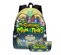 Jilijia Lot de 2 sacs à dos My Singing Monsters avec trousse à crayons, sac à dos pour enfants, garçons, filles, adolescents, fans, Type 6, 40*30*17cm, Ensemble cartable