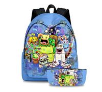 Jilijia Lot de 2 sacs à dos My Singing Monsters avec trousse à crayons, sac à dos pour enfants, garçons, filles, adolescents, fans, Type 10., 40*30*17cm, Ensemble cartable