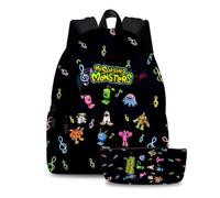Jilijia Lot de 2 sacs à dos My Singing Monsters avec trousse à crayons, sac à dos pour enfants, garçons, filles, adolescents, fans, Type 1, 40*30*17cm, Ensemble cartable
