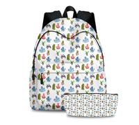 Jilijia Lot de 2 sacs à dos My Singing Monsters avec trousse à crayons, sac à dos pour enfants, garçons, filles, adolescents, fans, Type 11, 40*30*17cm, Ensemble cartable