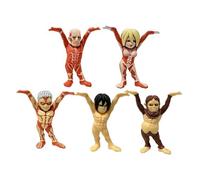 Jilijia Lot de 5 figurines Anime Q Version Beast Titan/Eren Jaeger/Levi·Ackerman Figurine d'action Statue PVC Collection Modèle Home Decolate Cadeau 6,5 cm