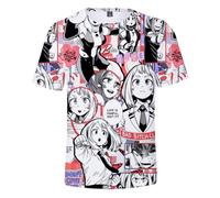 Jilijia MHA Anime Role T-shirt 3D Midoriya Izuku/Bakugou Katsuk/Dabi Cartoon T-shirt à manches courtes, Uraraka Ochako., L