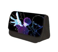 Jilijia Mob Psycho 100 Trousse à crayons en toile Motif dessin animé Reigen Arataka Kageyama Shigeo Mob Anime Cartoon Character Sacs de rangement, Type 3, 22x13x7.5cm