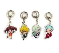 Jilijia Porte-clés The Seven Deadly Sins en acrylique avec pendentif 4 figurines de collection à suspendre pour clés, cartes, portefeuille et autres petites pièces, Type a