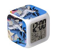 Jilijia Réveil numérique SK8 The Infinity sur le thème de l'anime, 7 couleurs, réveil LED avec fonction snooze, écran LCD affiche l'heure, la date, la température, meilleur cadeau d'anniversaire pour