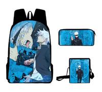 Jilijia Satoru Gojo/Fushiguro Megumi/Itadori Yuji/Geto Suguru Sac à dos Sac à dos Imprimé 3D Cartable Sac à déjeuner Sac à stylos Ensemble 3 pièces, Gojo Satoru, 40x30x13cm