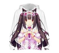 Jilijia Sweat à capuche Anime Nekopara imprimé 3D dessin animé Hoodies Chocola et Vanille Cosplay Sweat-shirt à manches longues Unisexe Tops de sport, Type 3, L