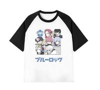 Jilijia T-shirt court Anime Blue Lock Anime REO Mikage T-shirt Chigiri Hyoma Cosplay Costume Anime Game Seishiro Nagi Bachira Meguru T-shirt ample, Duplex noir et blanc, Small/Medium