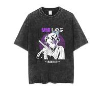Jilijia T-shirt Tomioka Giyuu Anime Kimetsu no Yaiba à manches courtes vintage délavé Hashibira Inosuke Kamado Tanjiro Cosplay T-shirt de dessin animé pour hommes, femmes, adolescents, Type 16, S