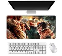 Jilijia Tapis de souris Anime Eren Jaeger/The Armored Titan/Beast Titane Impression 3D Tapis de souris en caoutchouc antidérapant pour PC Bureau Bureau 400x900mm