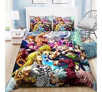 Jilijia The Seven Deadly Sins : Wrath of the Gods Parure de lit 3D avec housse de couette et taie d'oreiller pour lit simple, double, king size