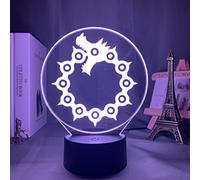 Jilijia Veilleuse Meliodas The Seven Deadly Sins - Illusion d'optique - 16 couleurs changeantes - Lampe de table