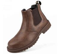JILILAL Work Safety Shoes, Labour Insurance Shoes, Smash and Puncture Resistant Steel Toe Boots, Comfortable Outdoor Adventure Protection Footwear(Brown,40 EU)