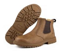 JILILAL Work Safety Shoes, Labour Insurance Shoes, Smash and Puncture Resistant Steel Toe Boots, Comfortable Outdoor Adventure Protection Footwear(Khaki,36 EU)