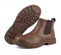 JILILAL Work Safety Shoes, Labour Insurance Shoes, Smash and Puncture Resistant Steel Toe Boots, Comfortable Outdoor Adventure Protection Footwear(Brown,39 EU)