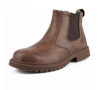 JILILAL Work Safety Shoes, Labour Insurance Shoes, Smash and Puncture Resistant Steel Toe Boots, Comfortable Outdoor Adventure Protection Footwear(Brown,38 EU)