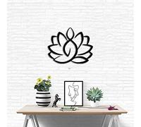 JILIP Art Mural en Métal Fleur de Lotus, Enseigne De Décoration Murale en Métal Noir, Décor de Silhouette de Mur de Yoga 3D, pour la Sculpture de Décoration de Bureau À Domicile (Size : 11.8IN/30cm)