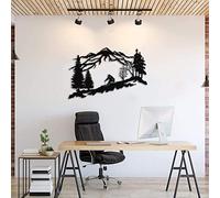 JILIP Décoration Murale en Métal Skieur, Nature Sculptures Murales, Signes Noirs de Silhouette de Mur, Décoration D'intérieur Intérieure pour Amoureux du Ski (Size : 11.8IN/30cm)