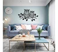 JILIP Signes d'art de Mur en Métal de Hibou, Métal Déco Hibou sur Branche, Plaque de Décoration Murale Suspendue Noire, Sculptures de Jardin Intérieur Extérieur (Size : 23.6IN/60cm)