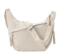 Jiliyote Grand sac à bandoulière en velours côtelé pour femme - Sac à bandoulière pour voyage, travail, université, Beige C, Rétro
