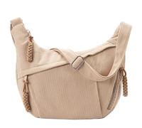 Jiliyote Grand sac à bandoulière en velours côtelé pour femme - Sac à bandoulière pour voyage, travail, université, C-kaki