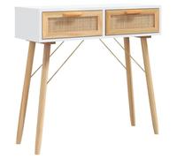 JILL'S - Console Meuble - charge 20 kg - Table console - VIDAXL - Blanc 80x30x75cm - Bois massif pin /rotin naturel OCT52054272