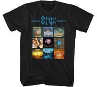 JILSAHDFR Men's Styx Music T-Shirt Multi Many Albums Performed Cotton 3XL