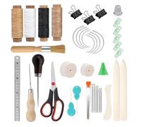 Jilskl 40 Pièce Outils de Reliure, Outils de Reliure de Livres, Kit de Reliure de Livres, Outils de Reliure de Livres Pour Débutants, Premium Outils de Couture Pour Cuir, Convient Aux Débutant