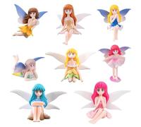 Jilskl 8 Pièce Figurines de Fée Miniatures, Décoration de Jardin Miniature, Fée Figurine de Jardin Set, Convient pour Les Jardins, Les Intérieurs, Les Pots de Fleurs, Les Décorations de Gâteaux