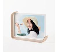 Jilskl Cadre Photo a Poser, cadre Photo Pêle Mêle, Cadre Photo En Bois, 14x21 cm, Base Unique En Forme de L, Équipée de 2 Plaques Perméables Aggreko (Horizontale + Verticale), Couleur Naturelle