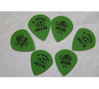 Jim Dunlop 498 Tortex Jazz III XL Lot de 6 médiators, calibre 0,88 mm, vert