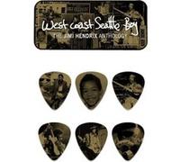 Jim Dunlop JH-PT10H Boite en Metal de 6 Motif Jimi Hendrix West Coast Boy Médiators