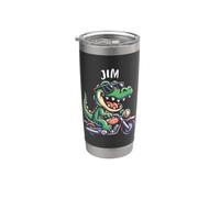 Jim Funny Alligator Moto Design pour garçon Nom Jim Gobelet isotherme en acier inoxydable double paroi