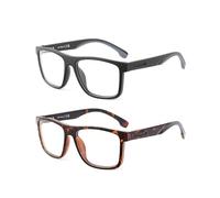 JIM HALO 2 Pack Lunettes de Lumière Bleue pour Hommes Femmes, Carré Anti-lumière Bleue Lunettes D'ordinateur Protection UV Noir & Tortue
