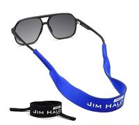 JIM HALO 2 Pack Sport Chaînes et Cordons à Lunettes - Classique Néoprène Flottant Cordons élastiques - Protection Vos Lunettes et Lunettes de Soleil Noir & Bleu