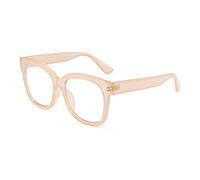 JIM HALO Lunettes Carrées Surdimensionnées de Ordinateur Les lunette Blocage de Lumière Bleue pour Femmes Réduisent Tension Oculaire Abricot