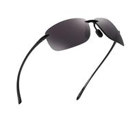 JIM HALO Lunettes de Soleil de Sport Polarisées pour Hommes Femmes TR90 Cadre Sans Monture pour la Course à Pied Pêche Cyclisme Conduite Gris