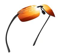 JIM HALO Lunettes de Soleil de Sport Polarisées pour Hommes Femmes TR90 Cadre Sans Monture pour la Course à Pied Pêche Cyclisme Conduite Miroir Rouge