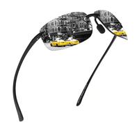JIM HALO Lunettes de Soleil de Sport Polarisées pour Hommes Femmes TR90 Cadre Sans Monture pour la Course à Pied Pêche Cyclisme Conduite Miroir Argent