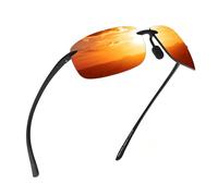 JIM HALO Lunettes de Soleil de Sport pour Hommes Femmes TR90 Cadre Sans Monture pour la Course à Pied Pêche Cyclisme Conduite Miroir Rouge